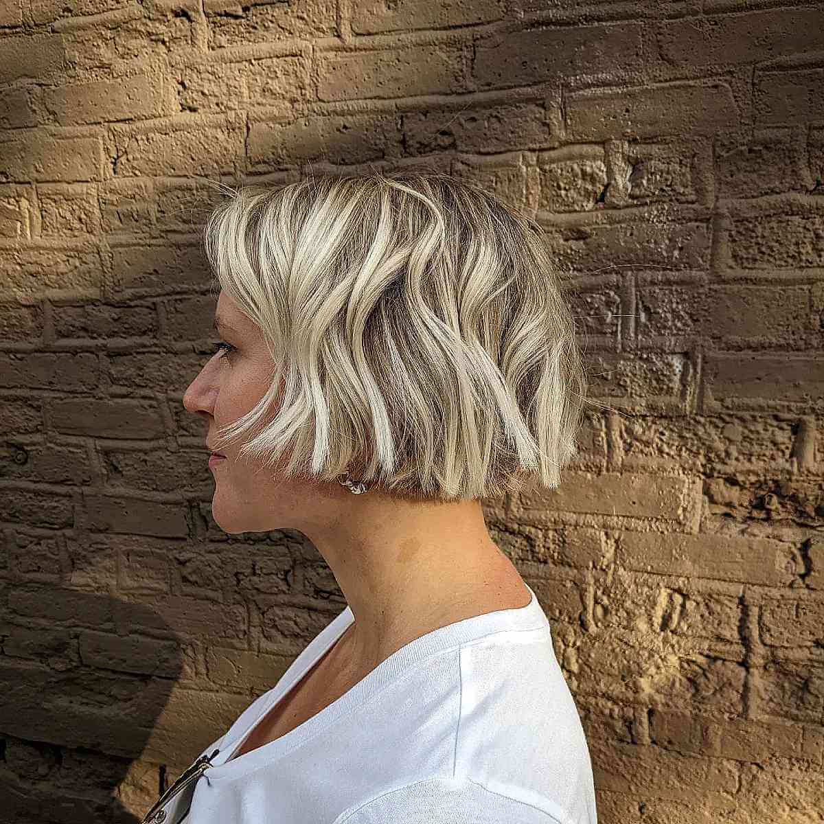 Ear length wavy bob haircuts