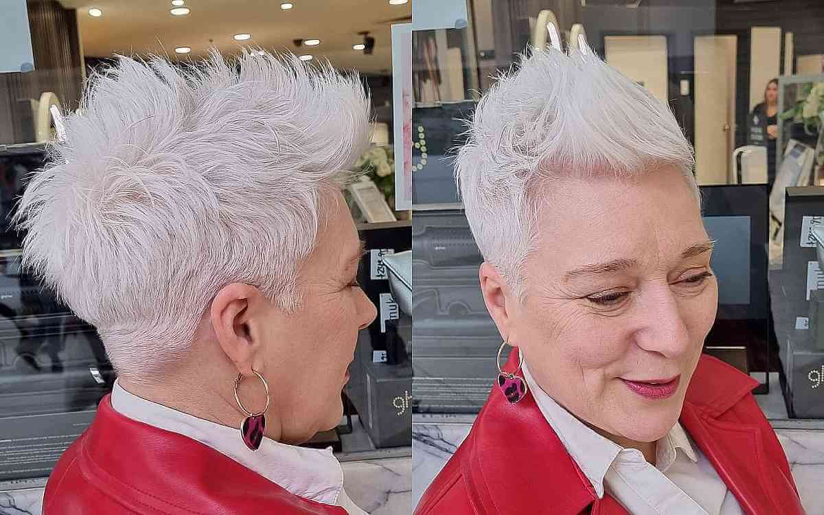 Edgy White Mohawk-Inspired Pixie