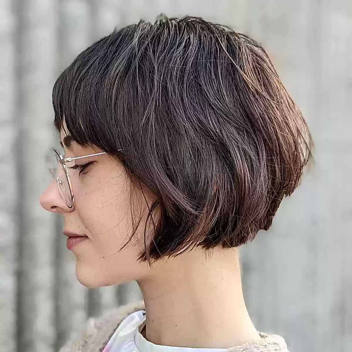 Face-Framing Short-Length Layered French Bob with Fringe