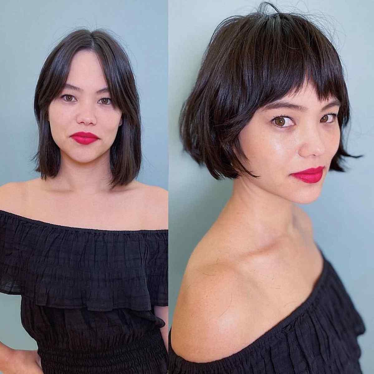 French Bob Cut with Choppy Fringe for Fine Hair