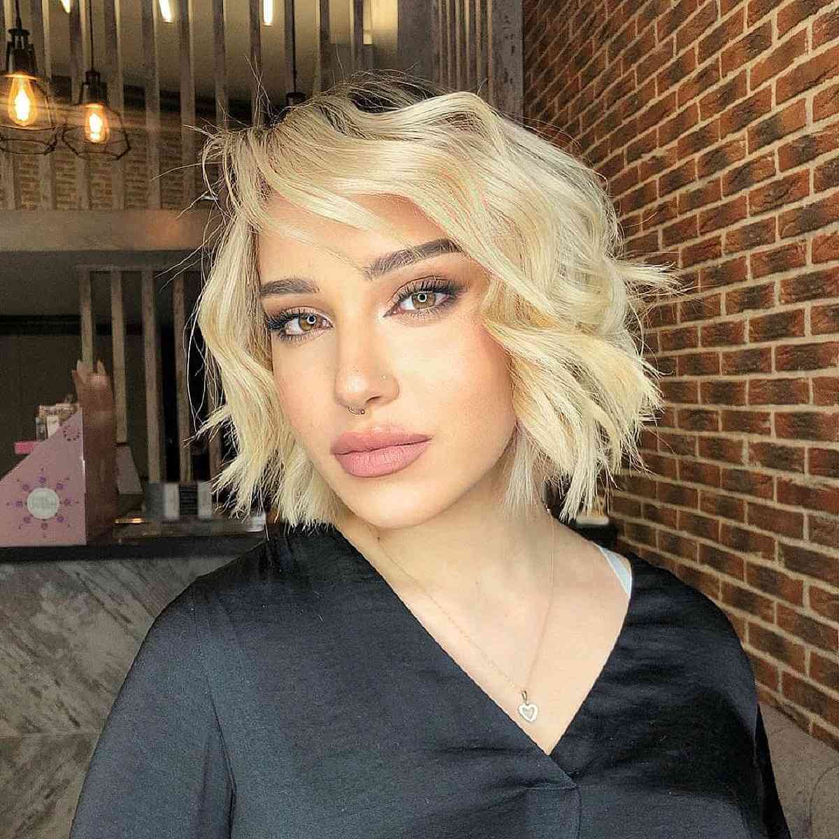 Fun Choppy Bob with a Deep Side Part