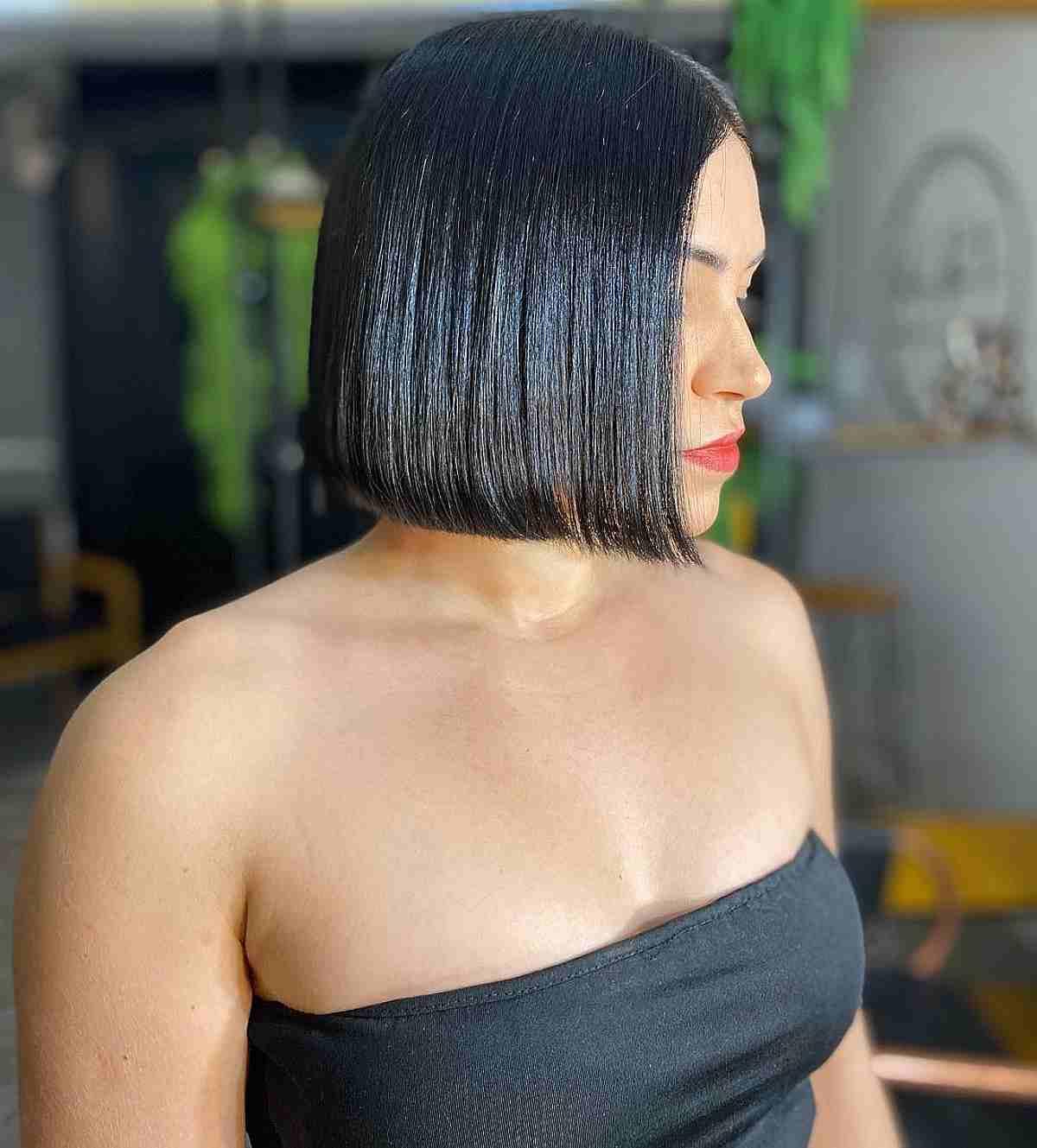 Glossy Jet Black One-Length Bob