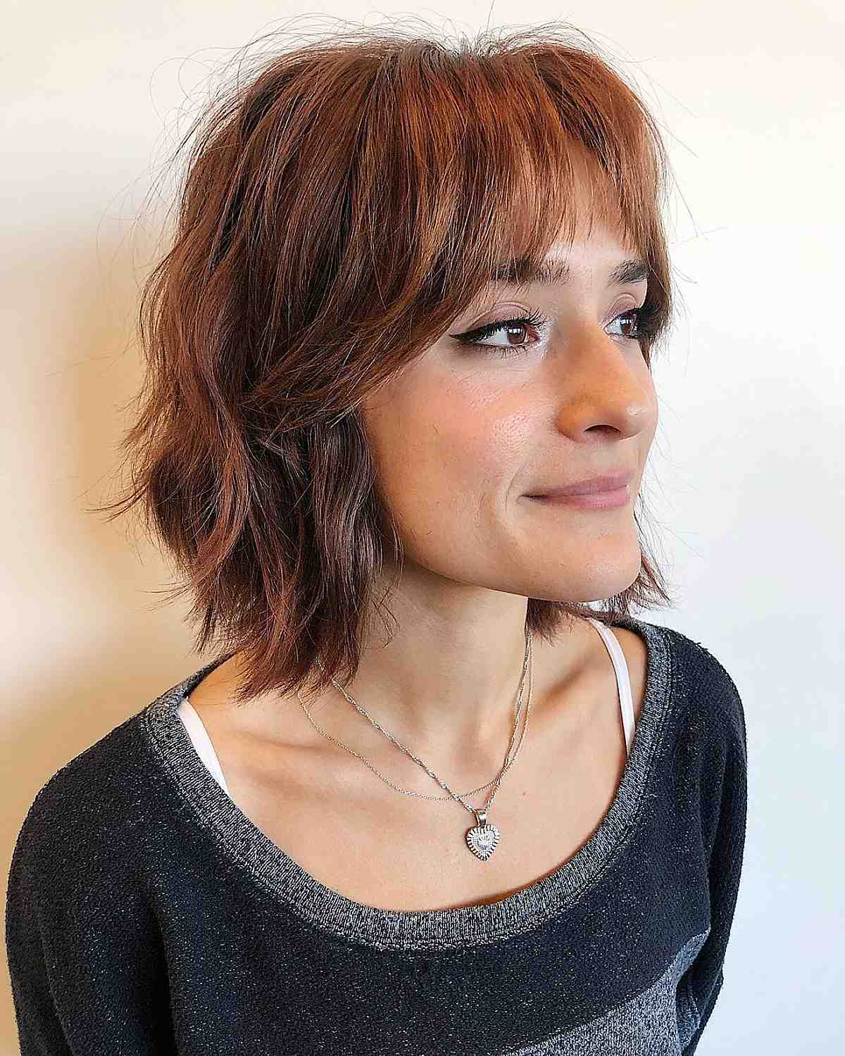 gorgeous auburn bob for thick hair