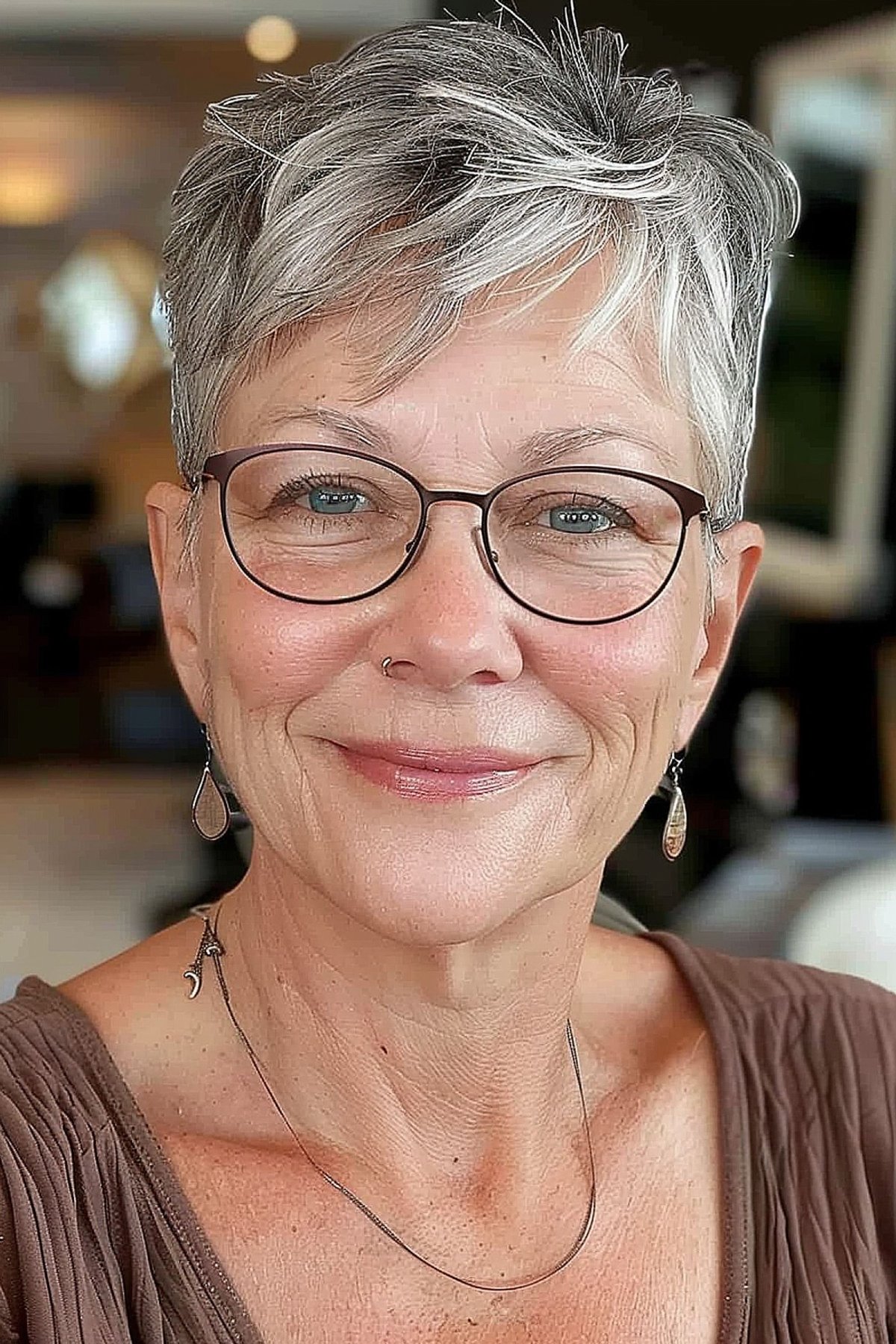 gorgeous grey pixie for older women