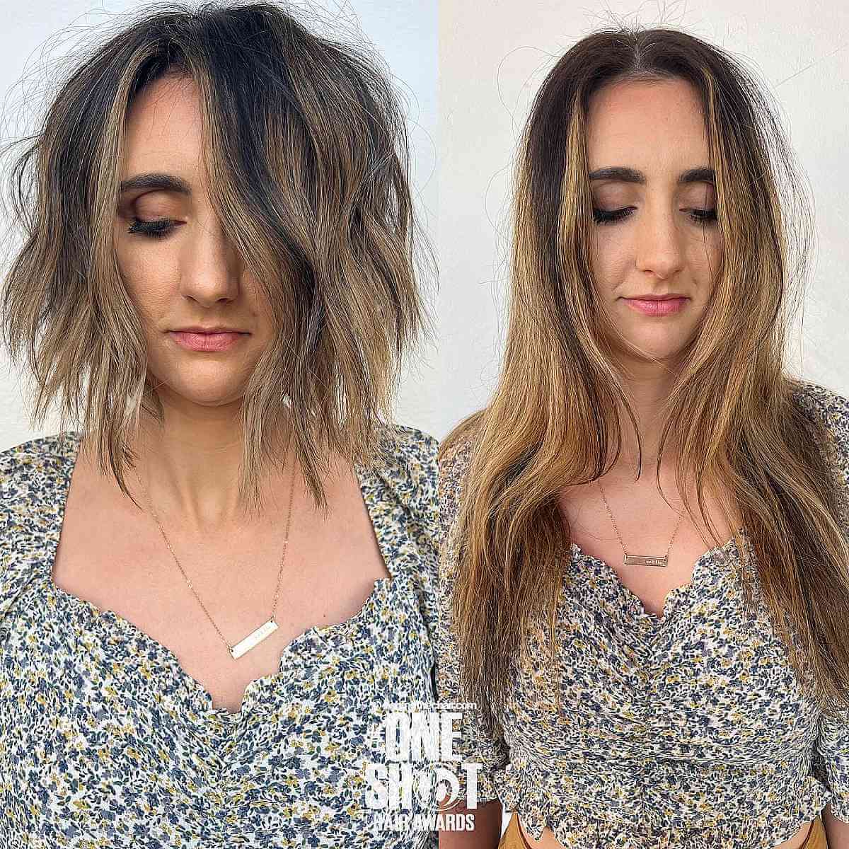 Honey Blonde Balayage on a short and choppy Cut