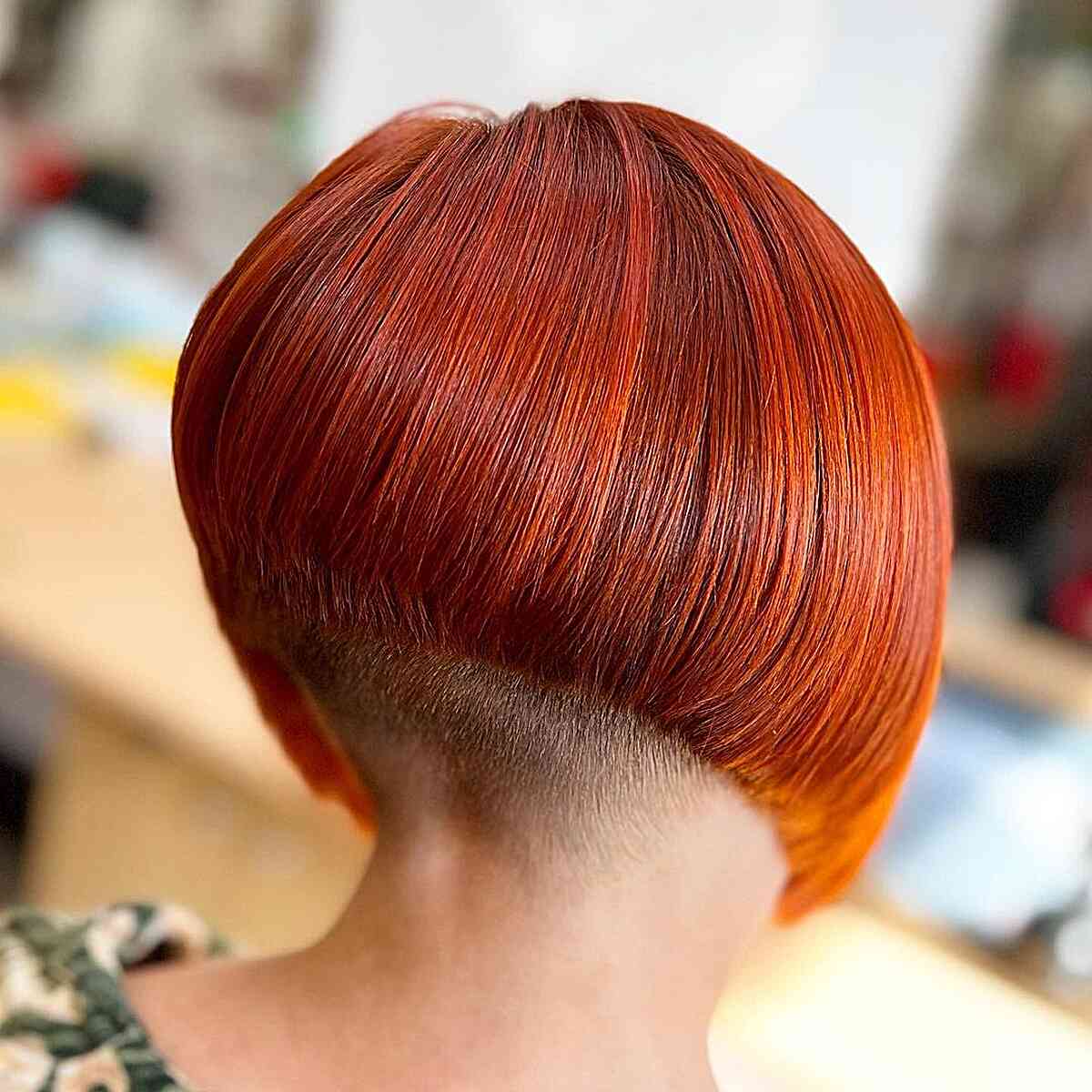 Inverted bob undercut for straight hair