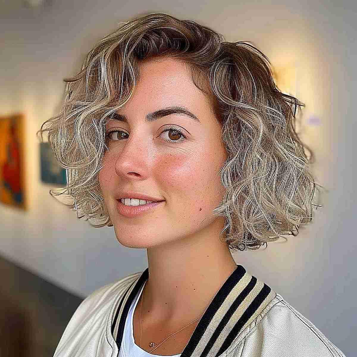 Jaw-Length Curly Bob Haircut