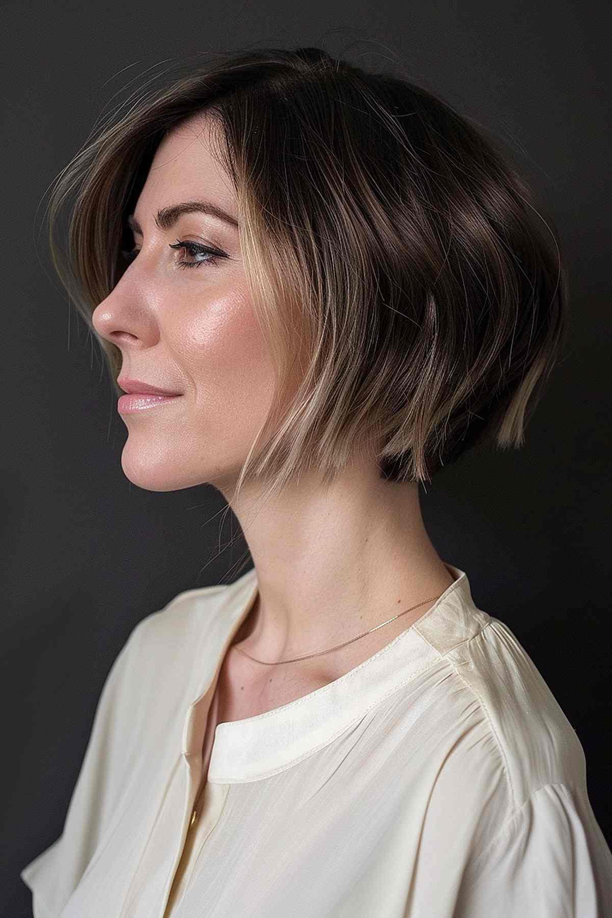 Jaw-length graduated bob