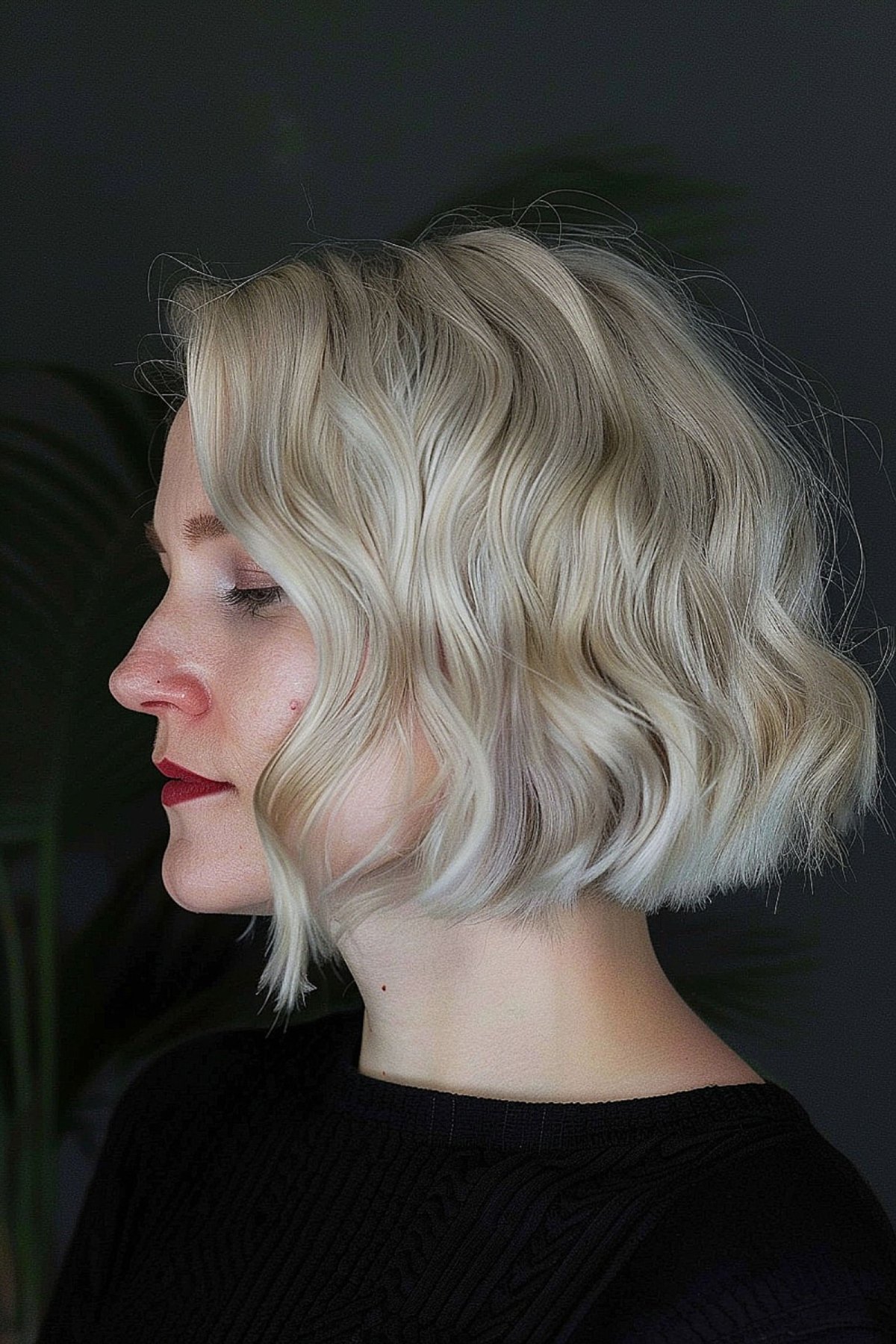 jaw-length wavy blunt bob