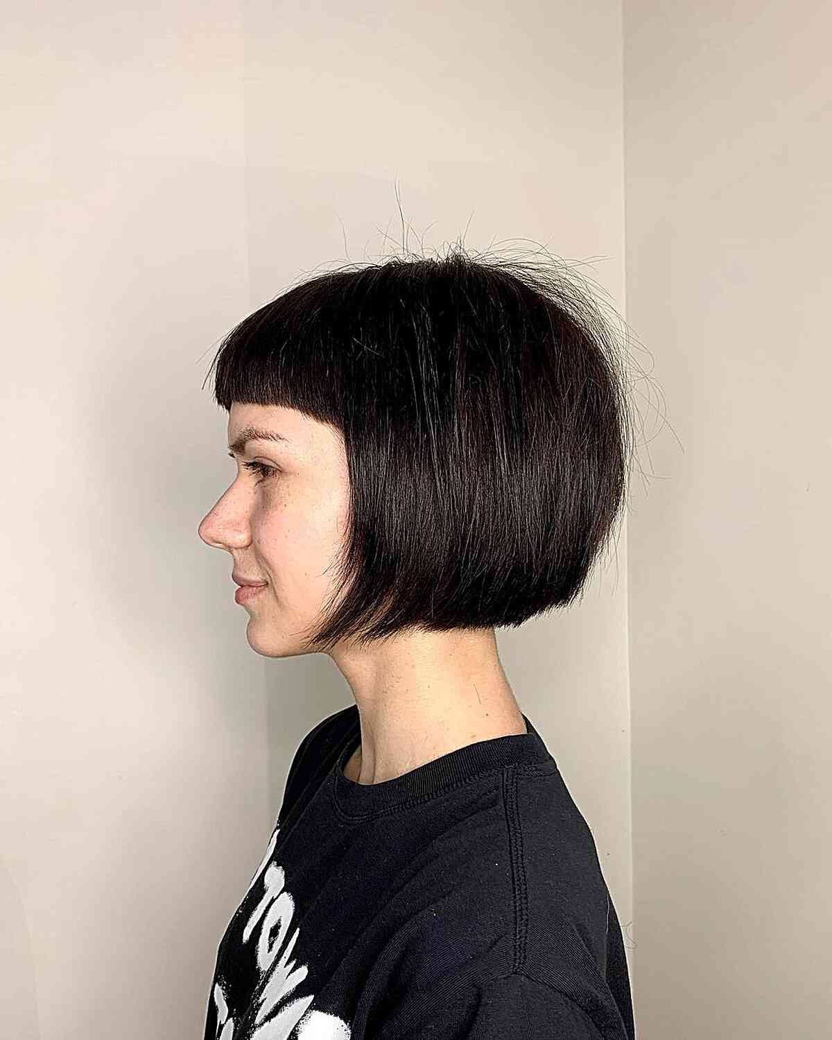 Jet Black Chin-Length Sleek Bob