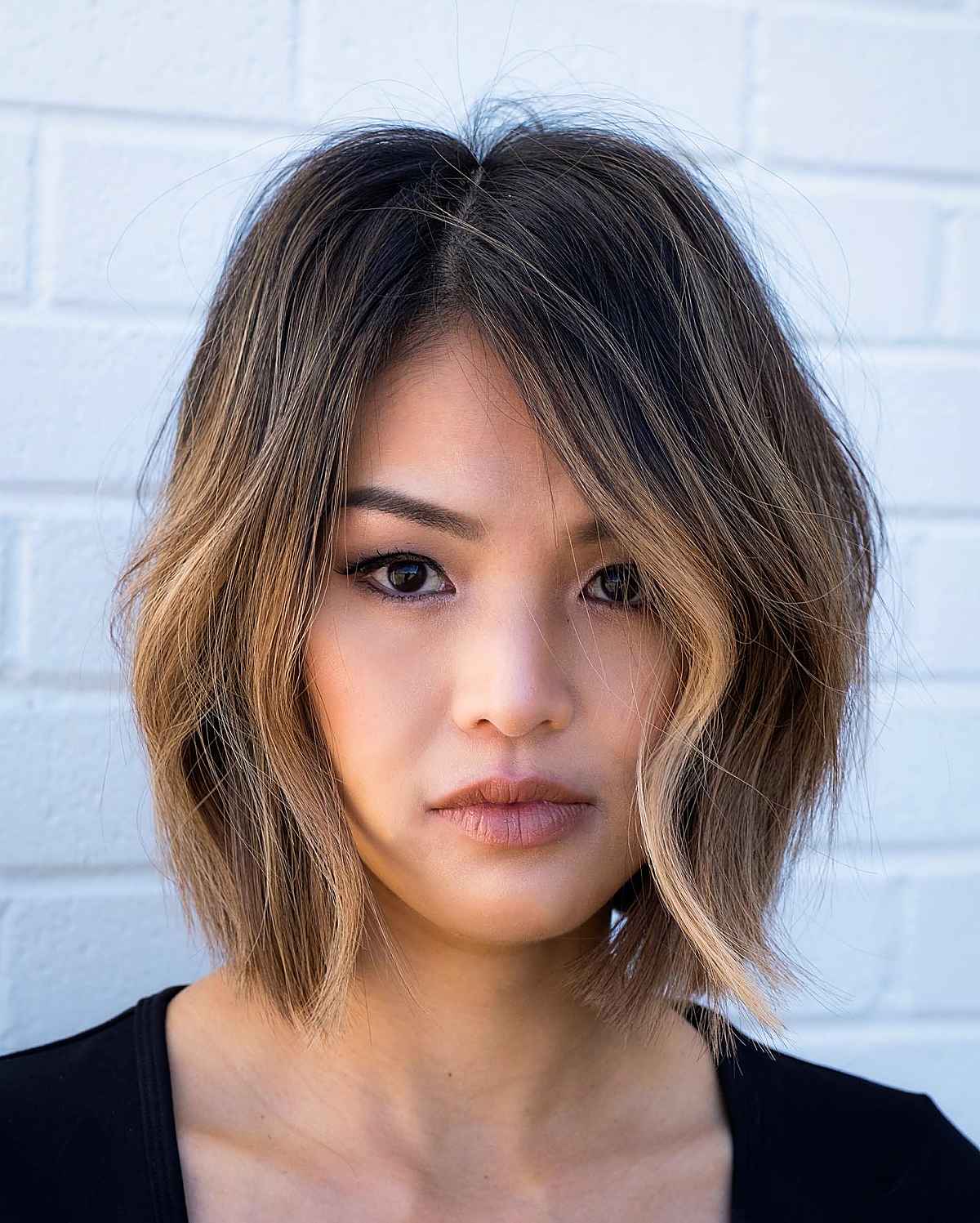 layered long bob hairstyle