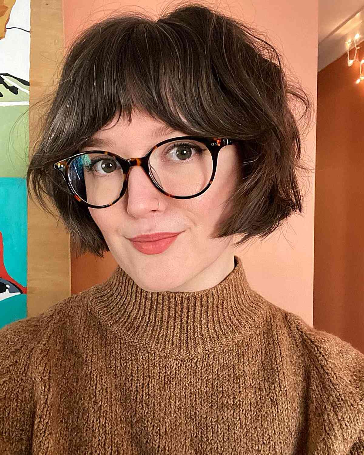 Lip-Length French Bob with Shaggy Bangs