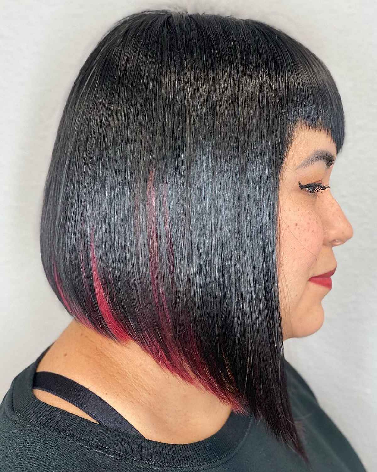 Long A-line Bob with V-Shaped Bangs