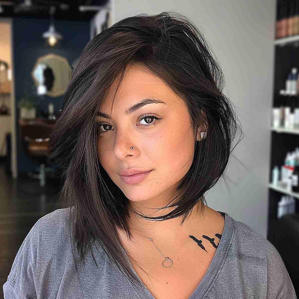 Long Asymmetrical Bob Hair