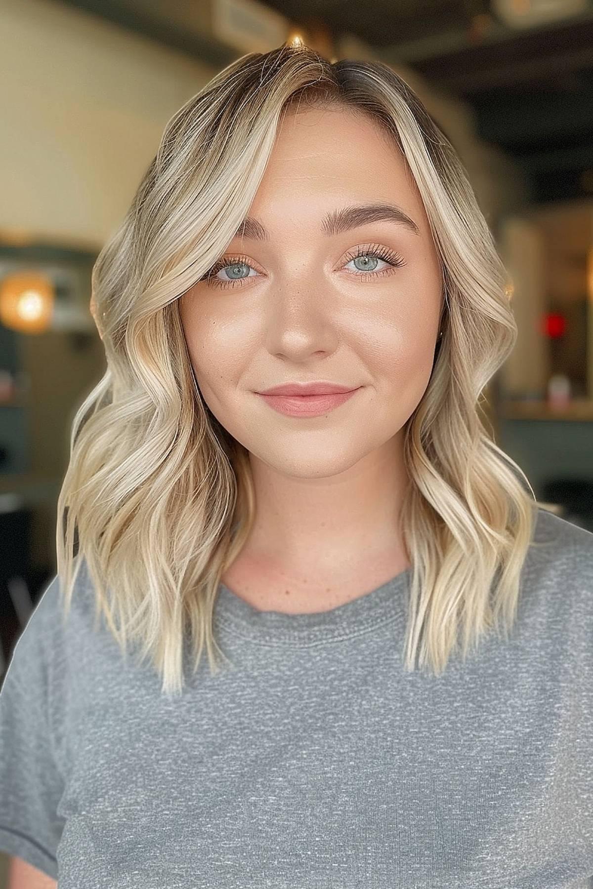 Long Blonde Wavy Bob Hairstyle