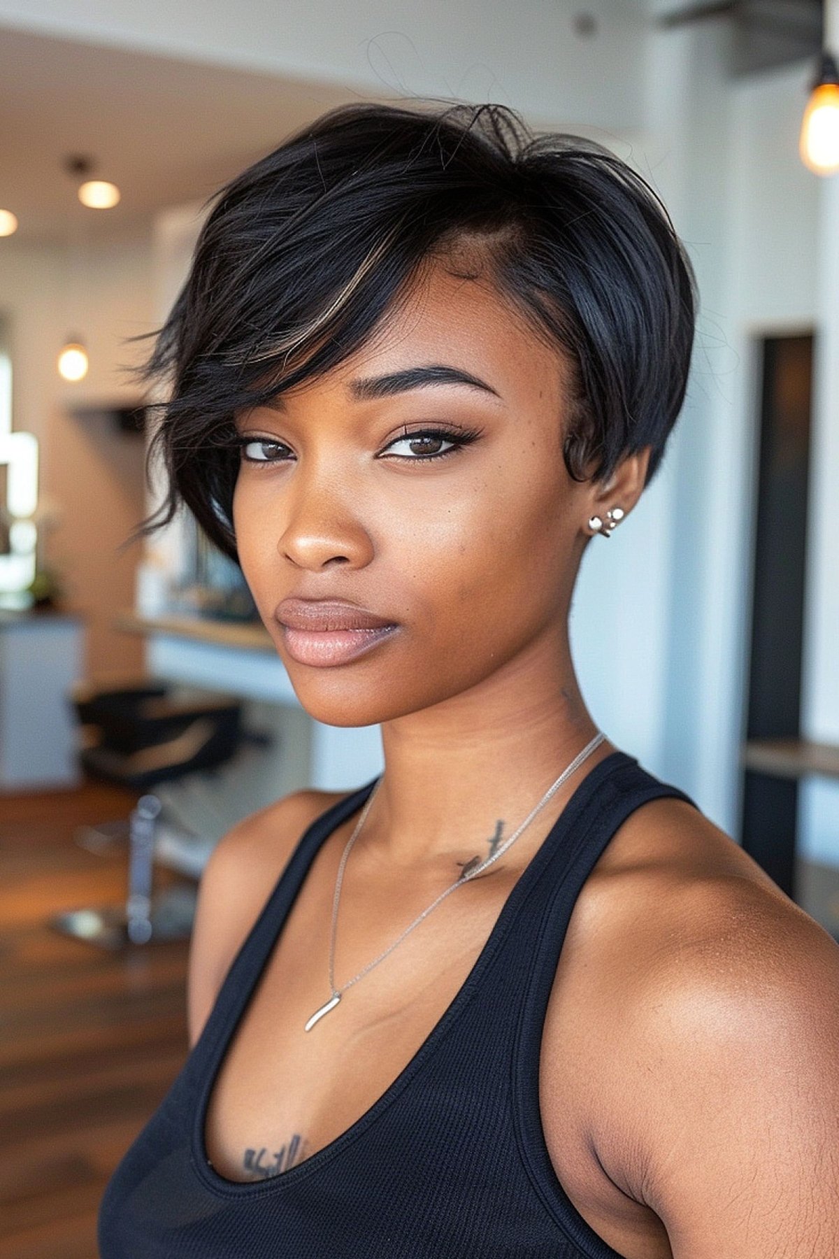 Long Pixie for Black Women with Relaxed Hair