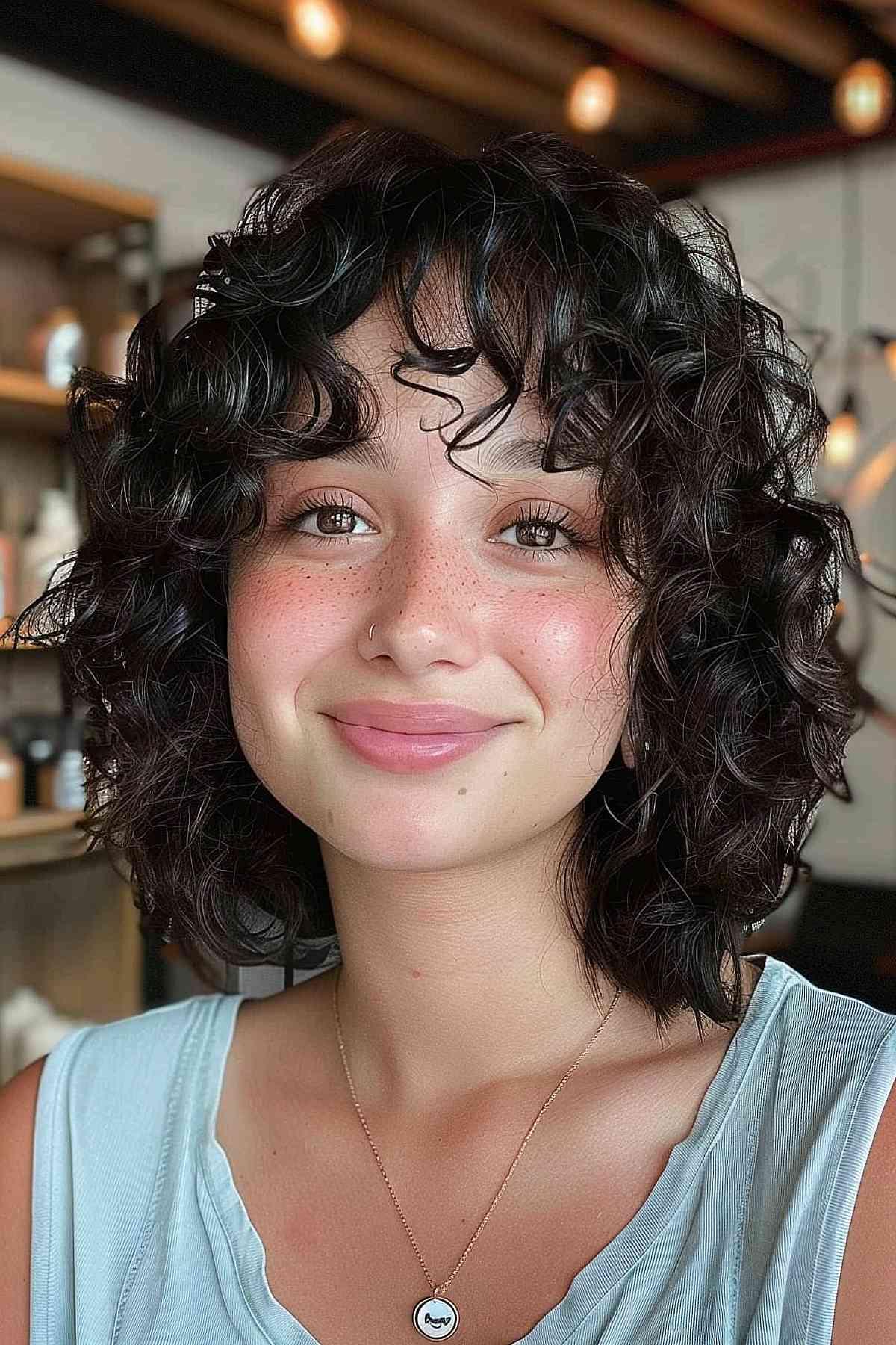 Bob largo y peludo para cabello rizado