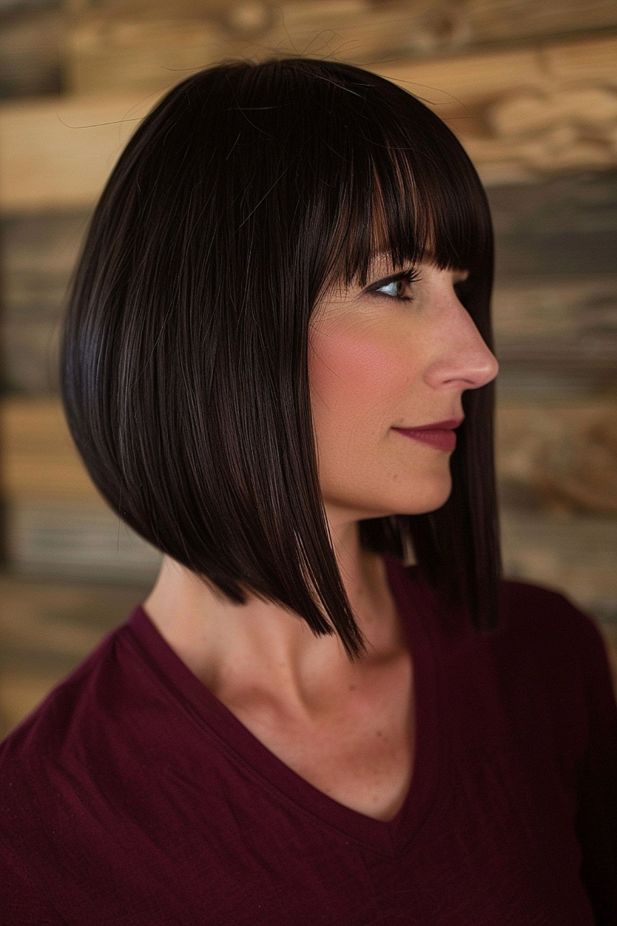 Long Stacked Bob with Bangs