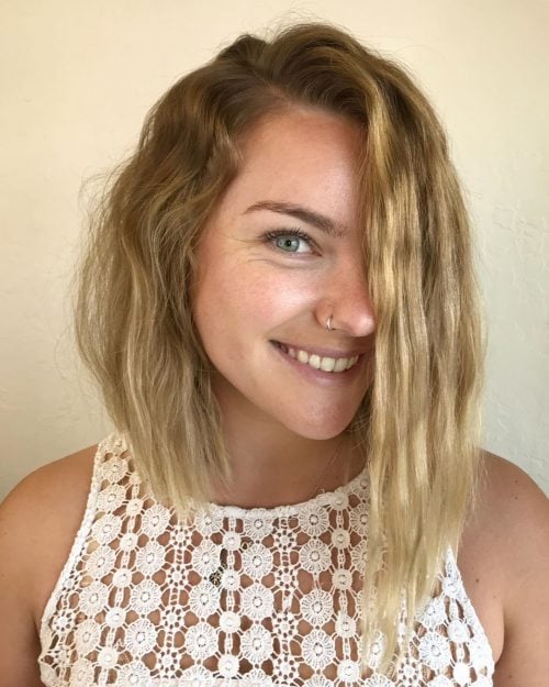 long wavy asymmetrical bob