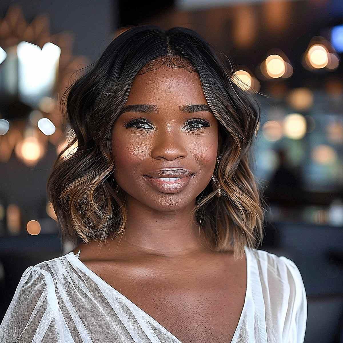 long wavy bob for african american