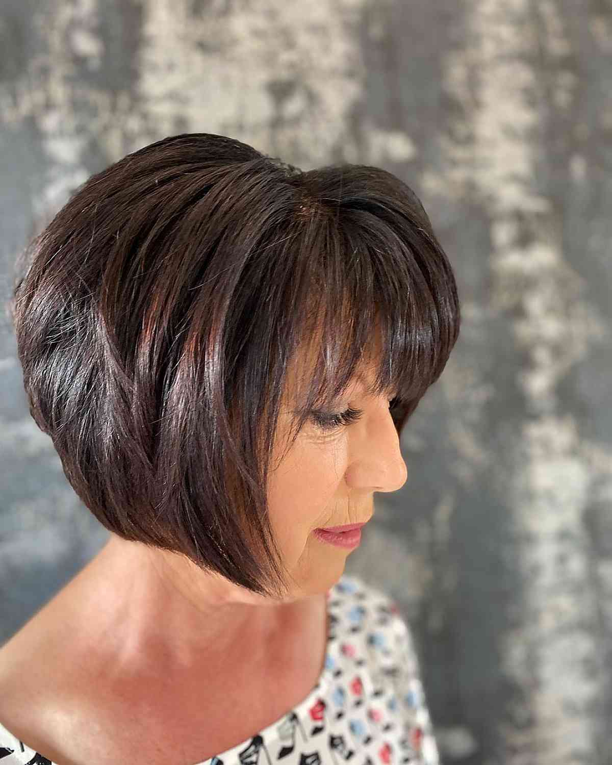 Mature graduated layered bob hairstyle