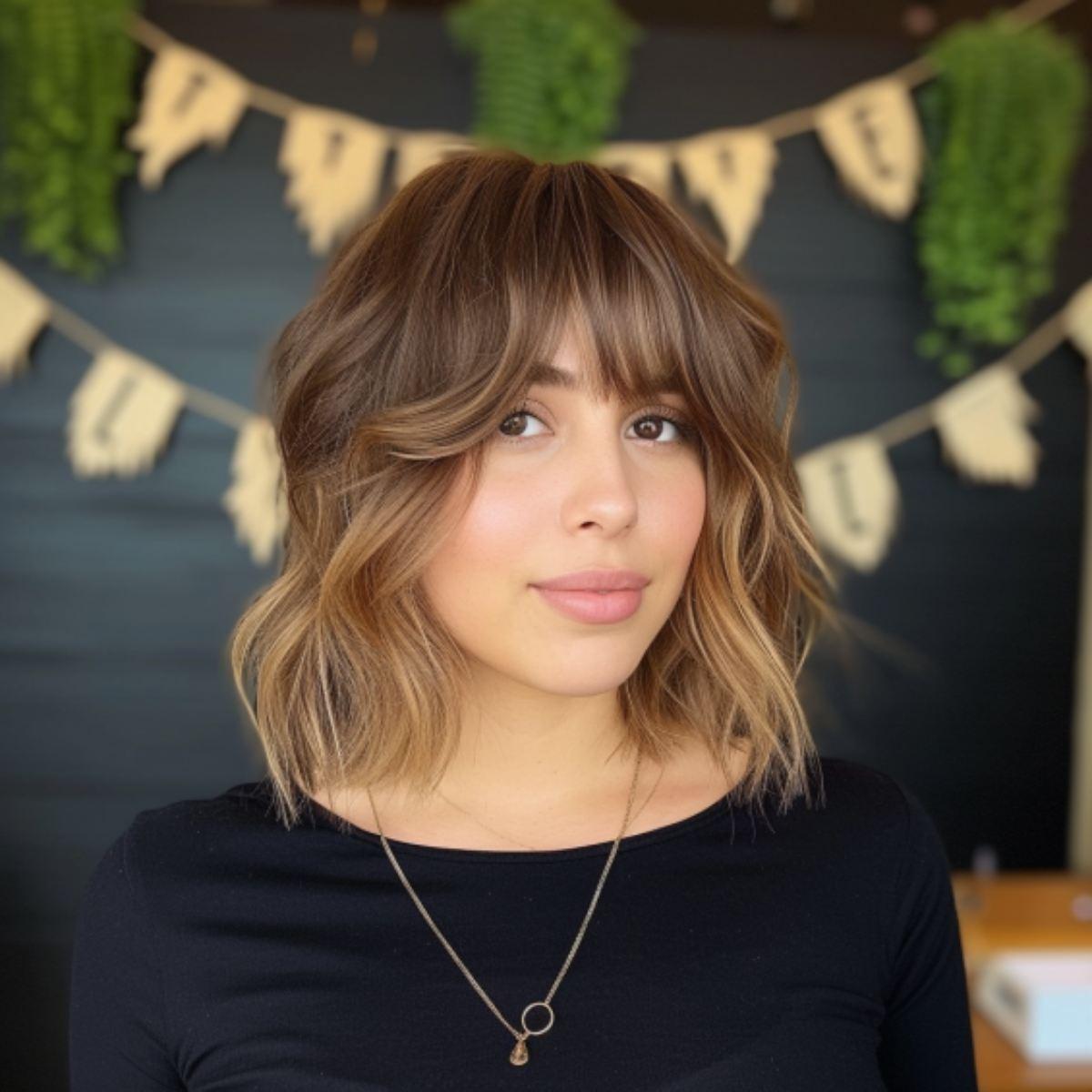 Medium Choppy Shaggy Bob with Bangs