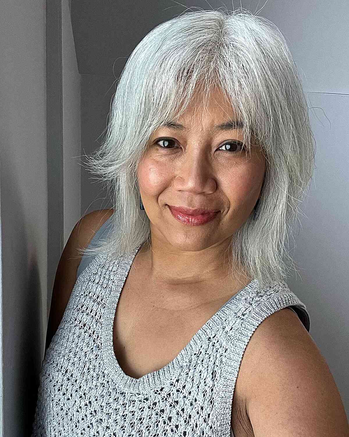 medium layered bob for older women