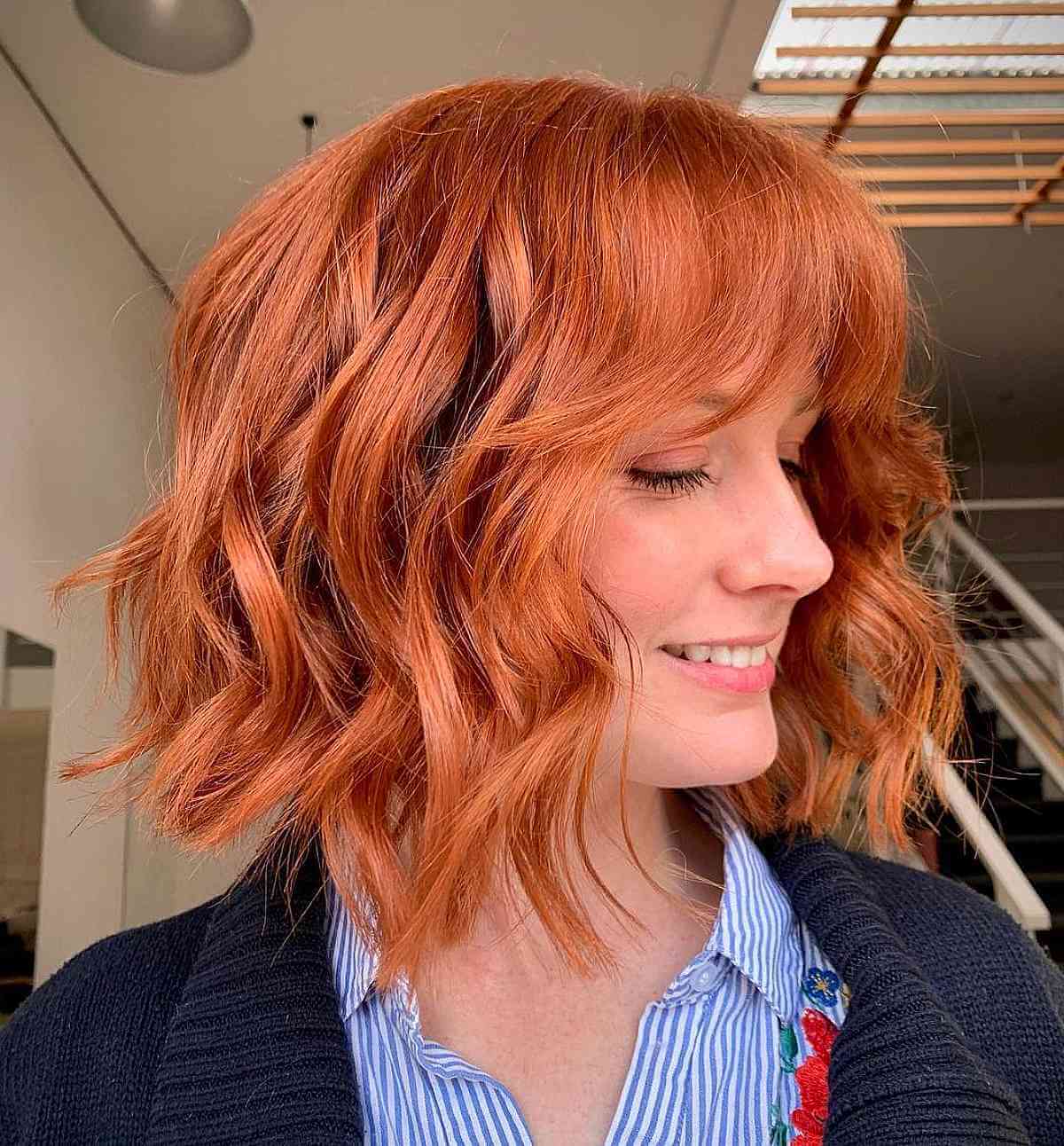 Medium-Length Sassy Wavy Bob with Layers