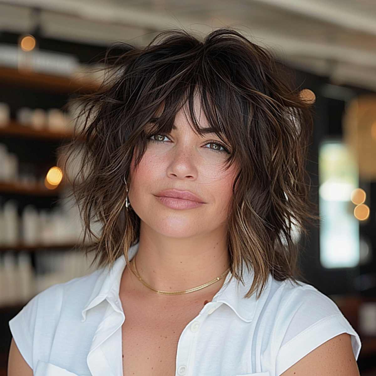 messy wavy layered bob hairstyle