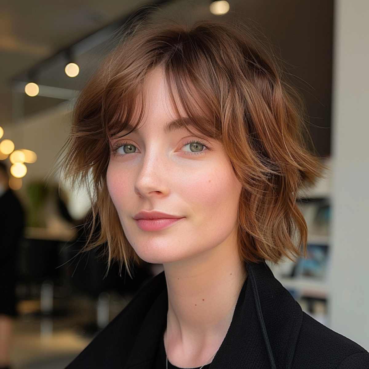 Neck-length shaggy layered cut