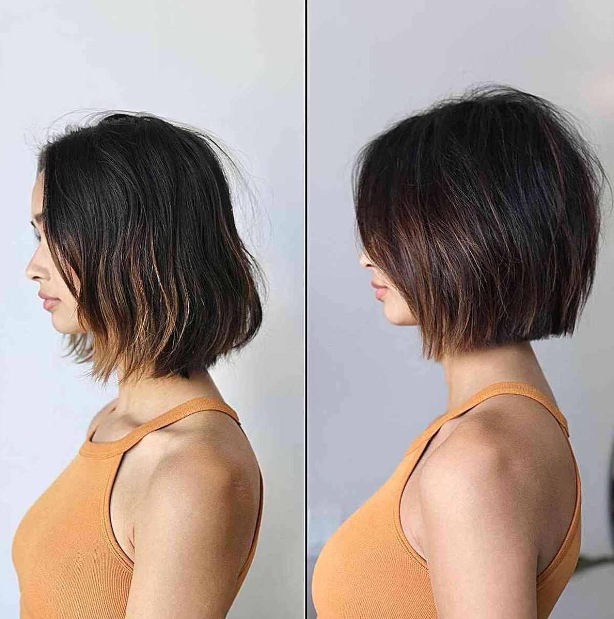 One-Length Bob with No Bangs