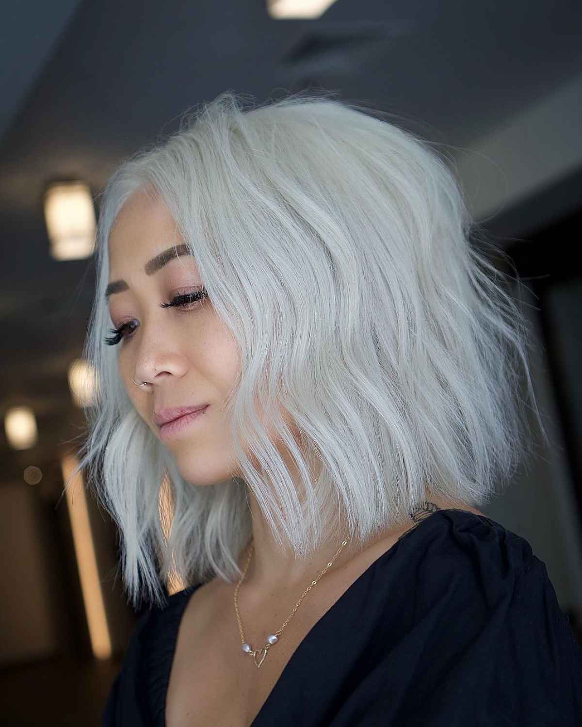 Platinum Blonde on a Sliced Bob