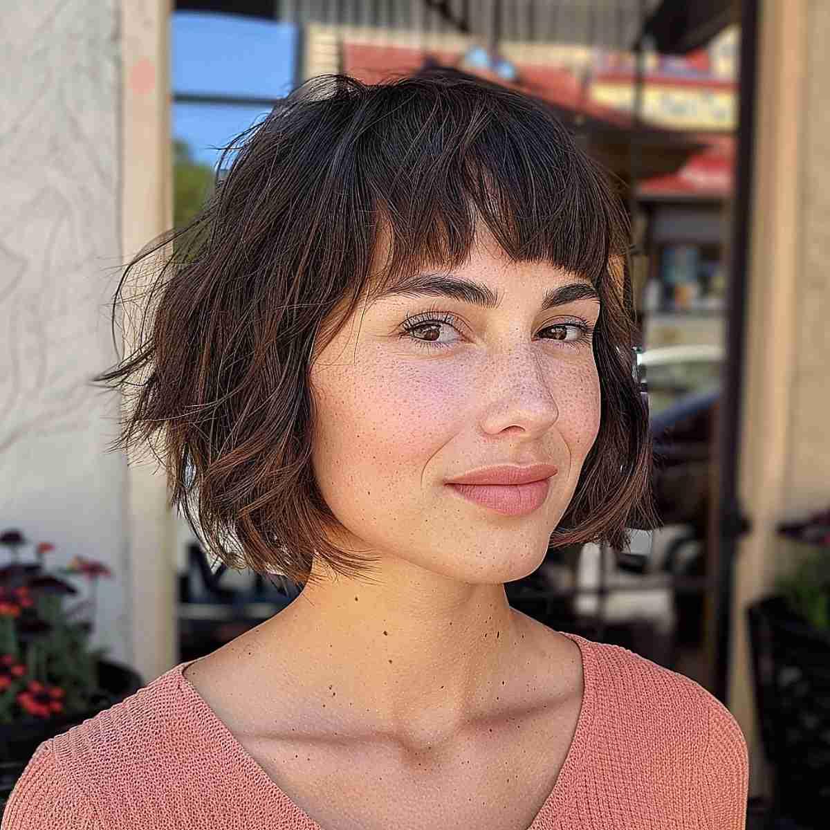 Popular layered bob with short bangs