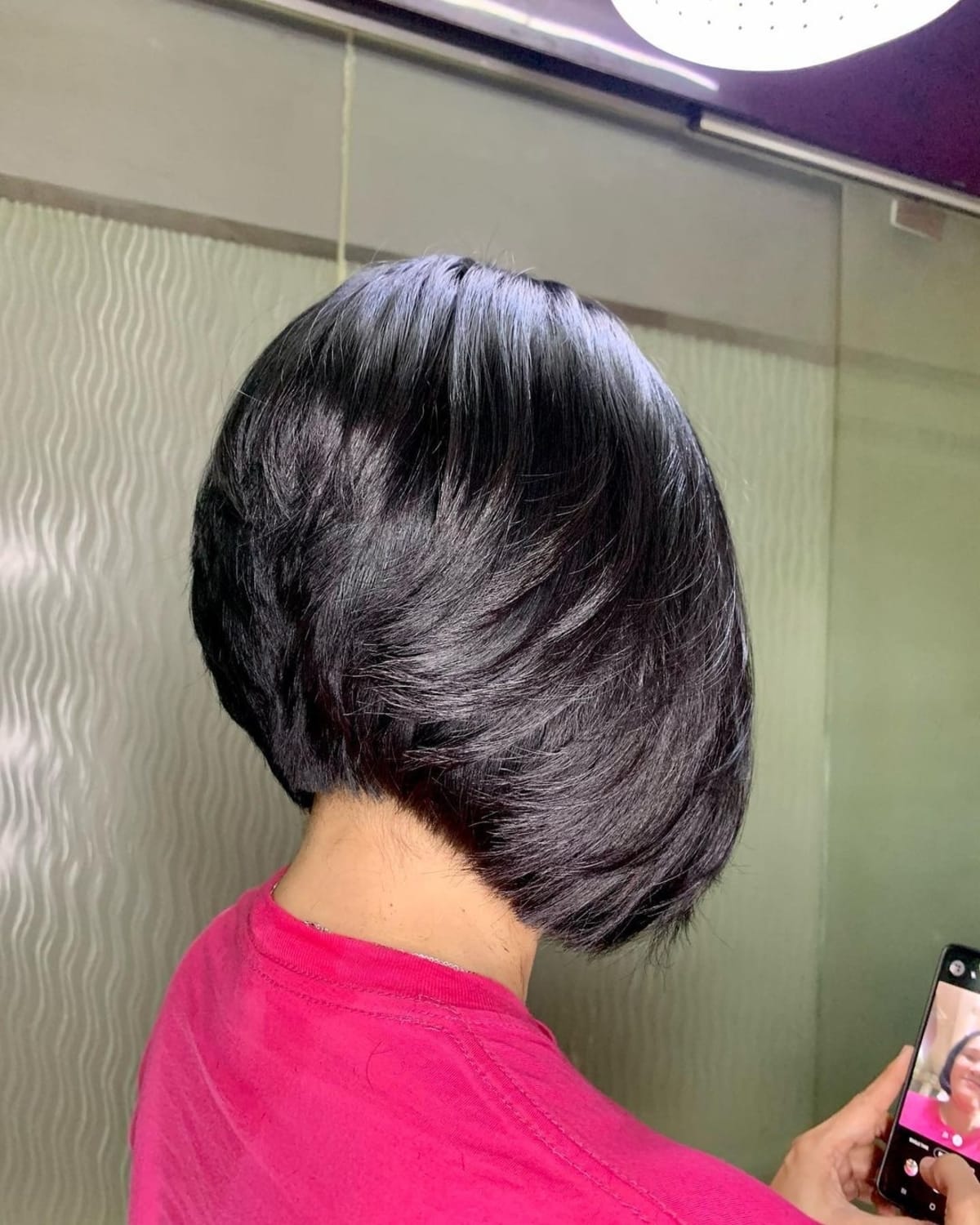 Razor cut graduated bob