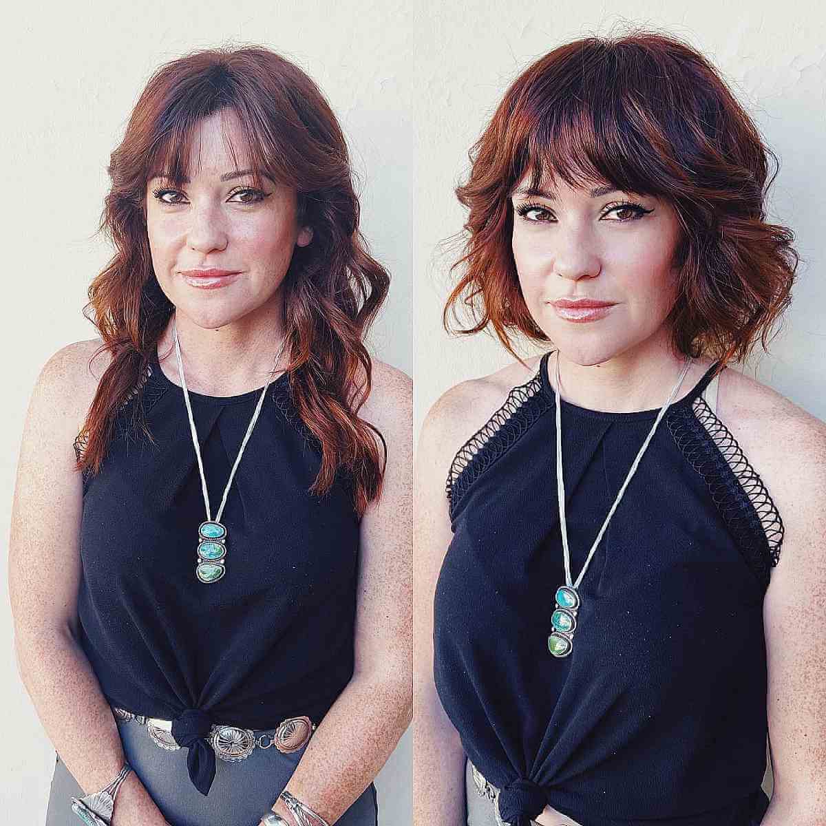 Razored French Bob with Fringe and Waves