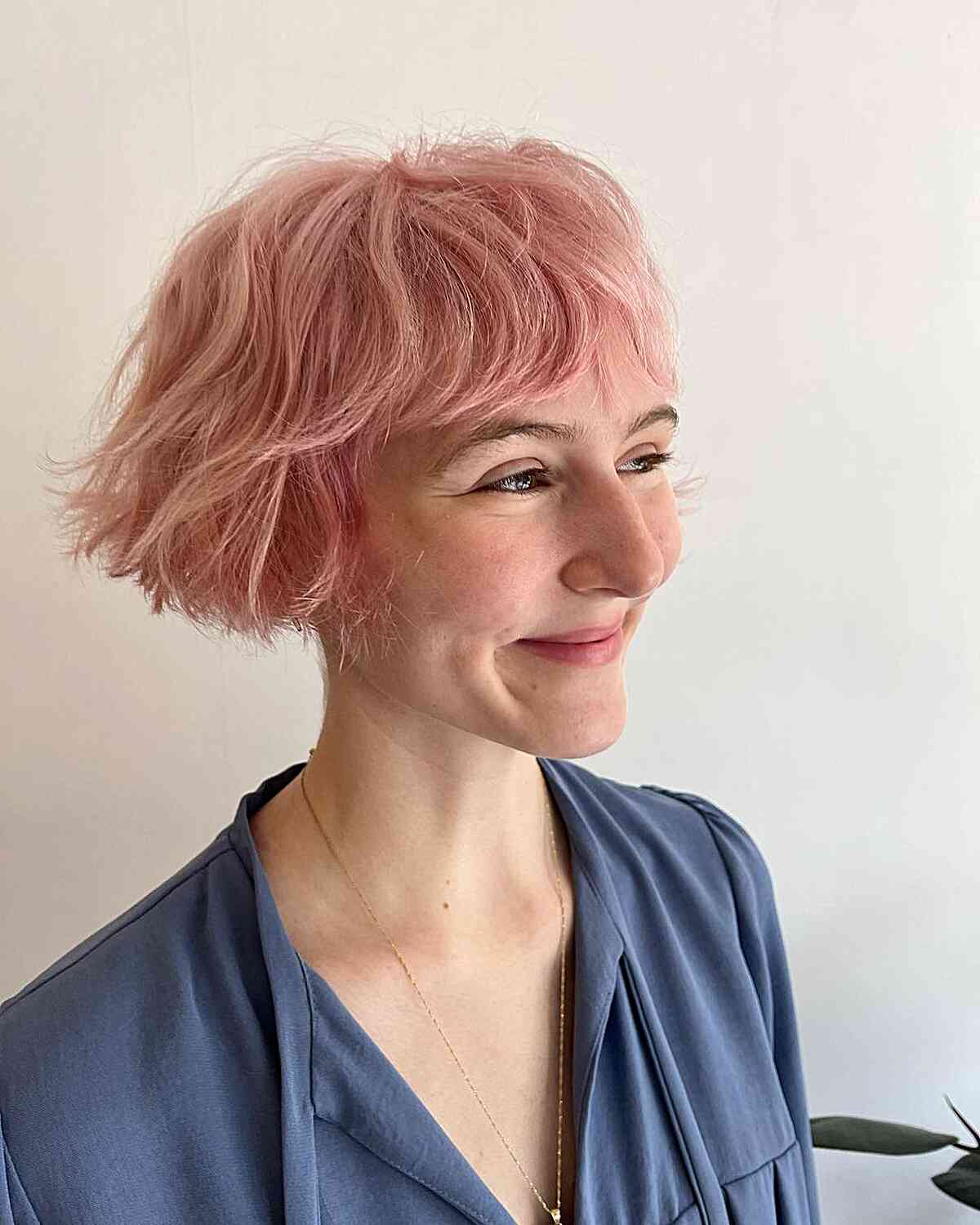 Rose Gold Ear-Length Wispy Bob