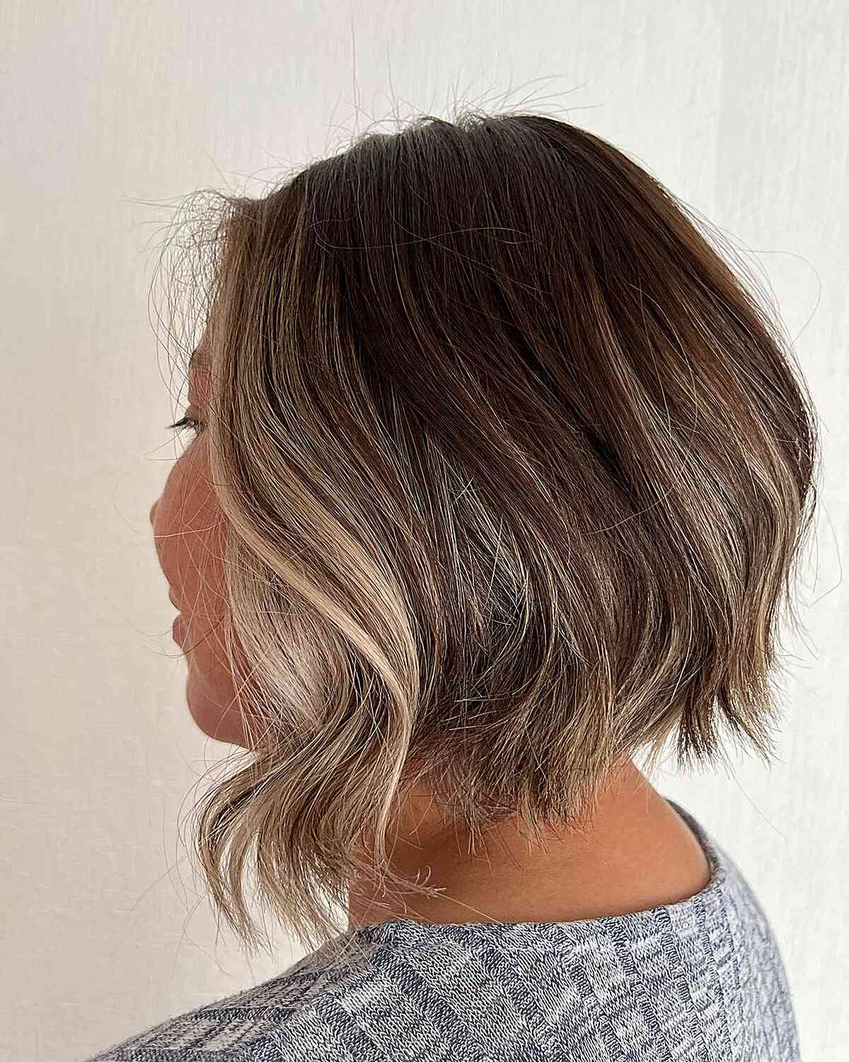 Short Angled Bob Cut with Choppy Ends