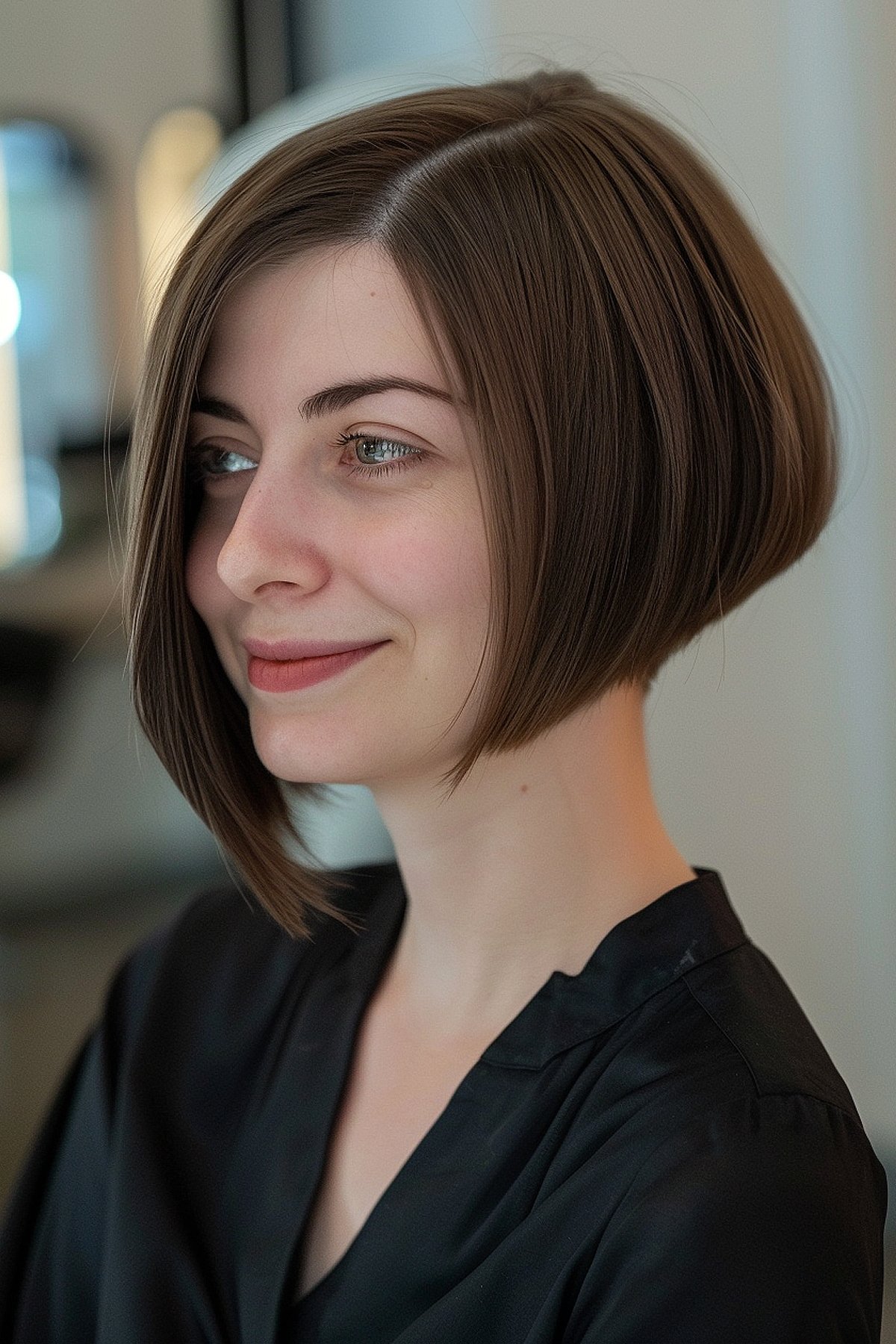 Short asymmetrical bob for women with fine hair