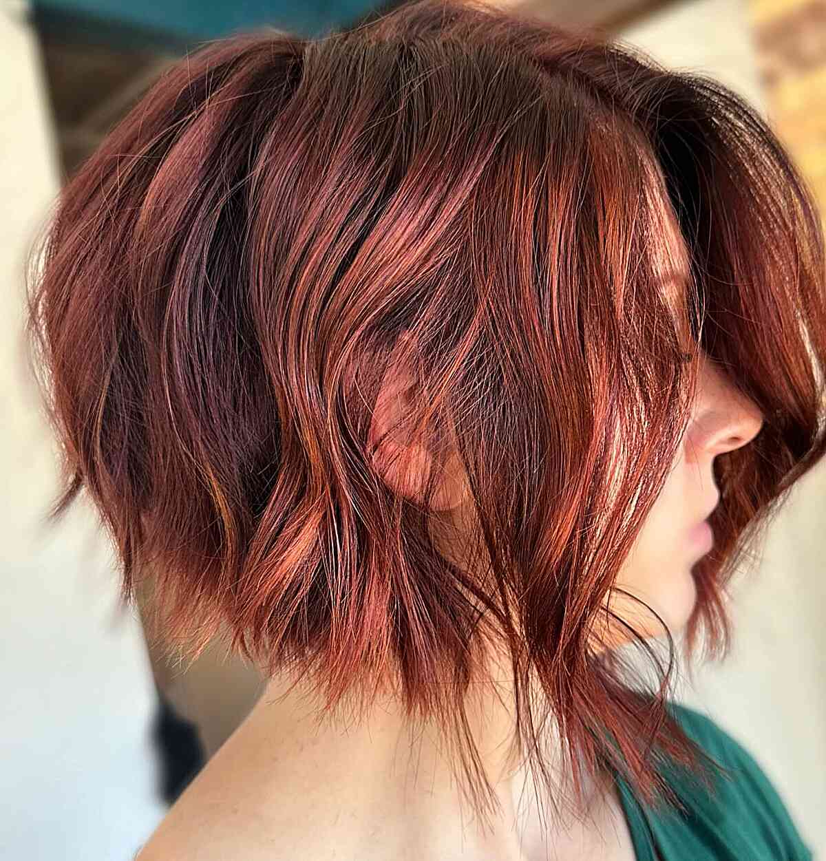 Short Cowboy Copper Choppy Bob