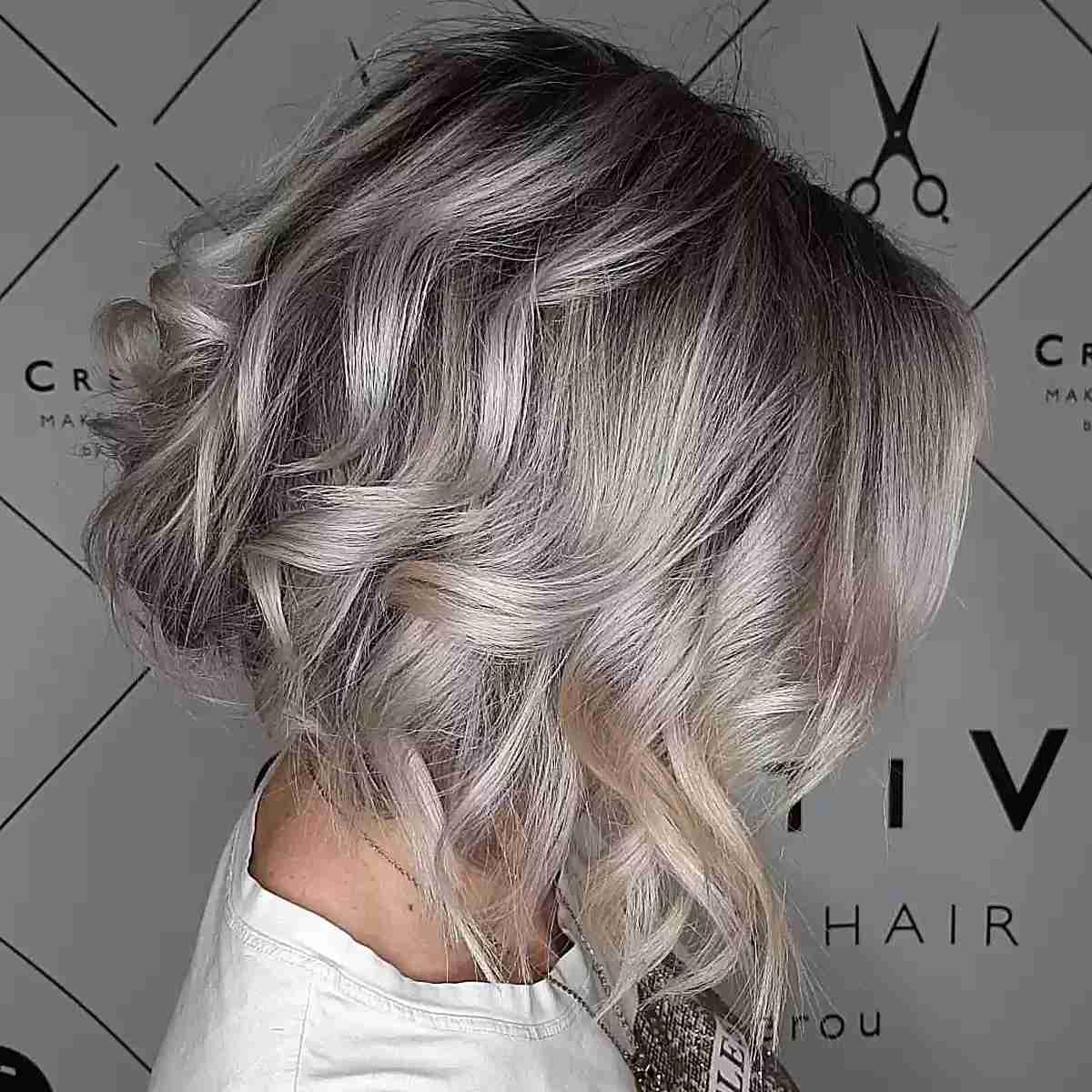 Short Dark-Rooted Blonde Wavy Bob