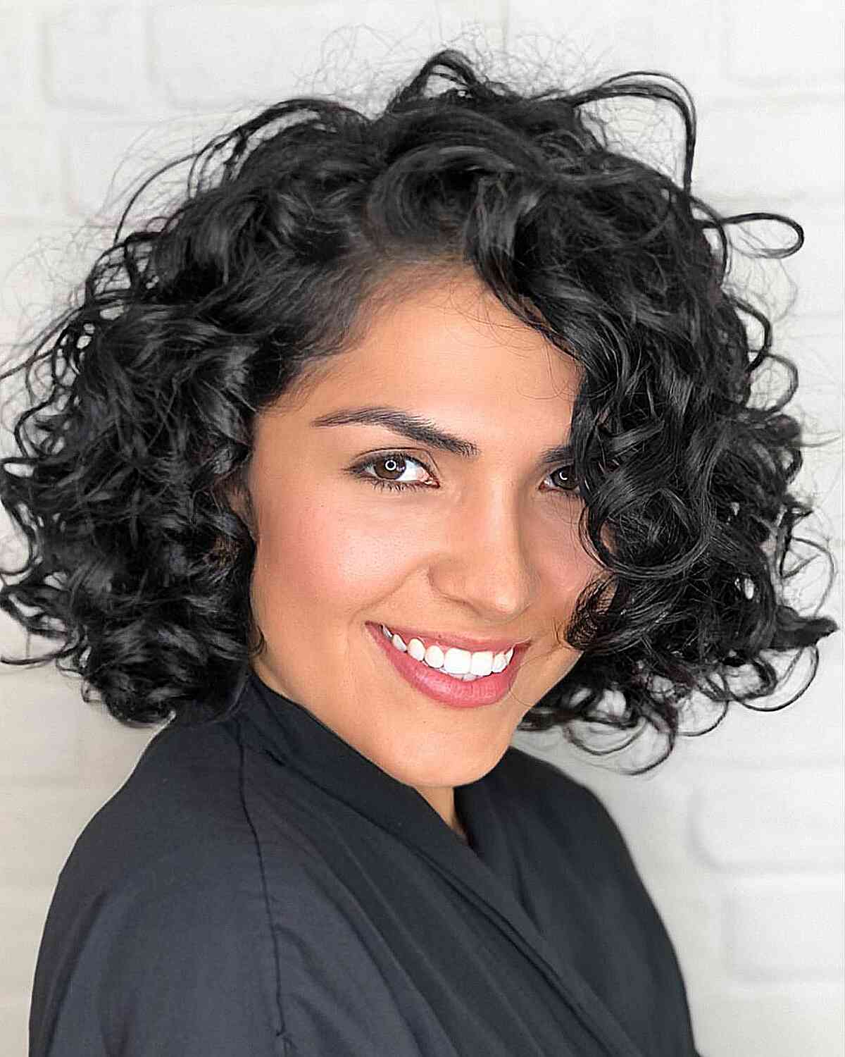 Short Durable Jet Black Curly bob