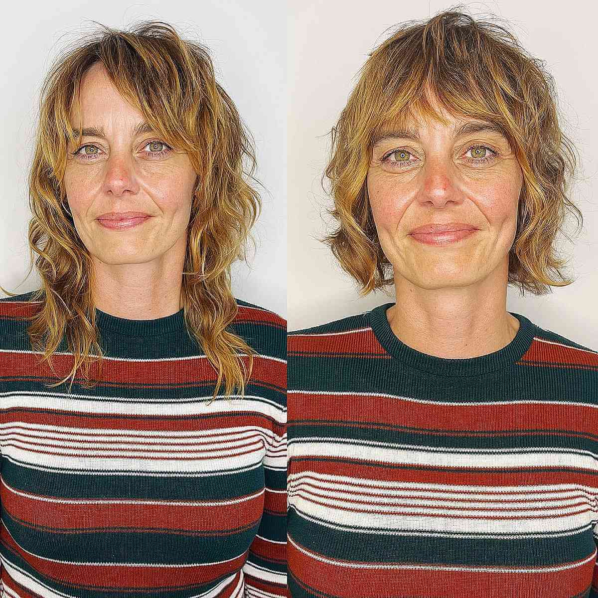 Short Golden Blonde Razor Cut Shaggy Bob with Waves