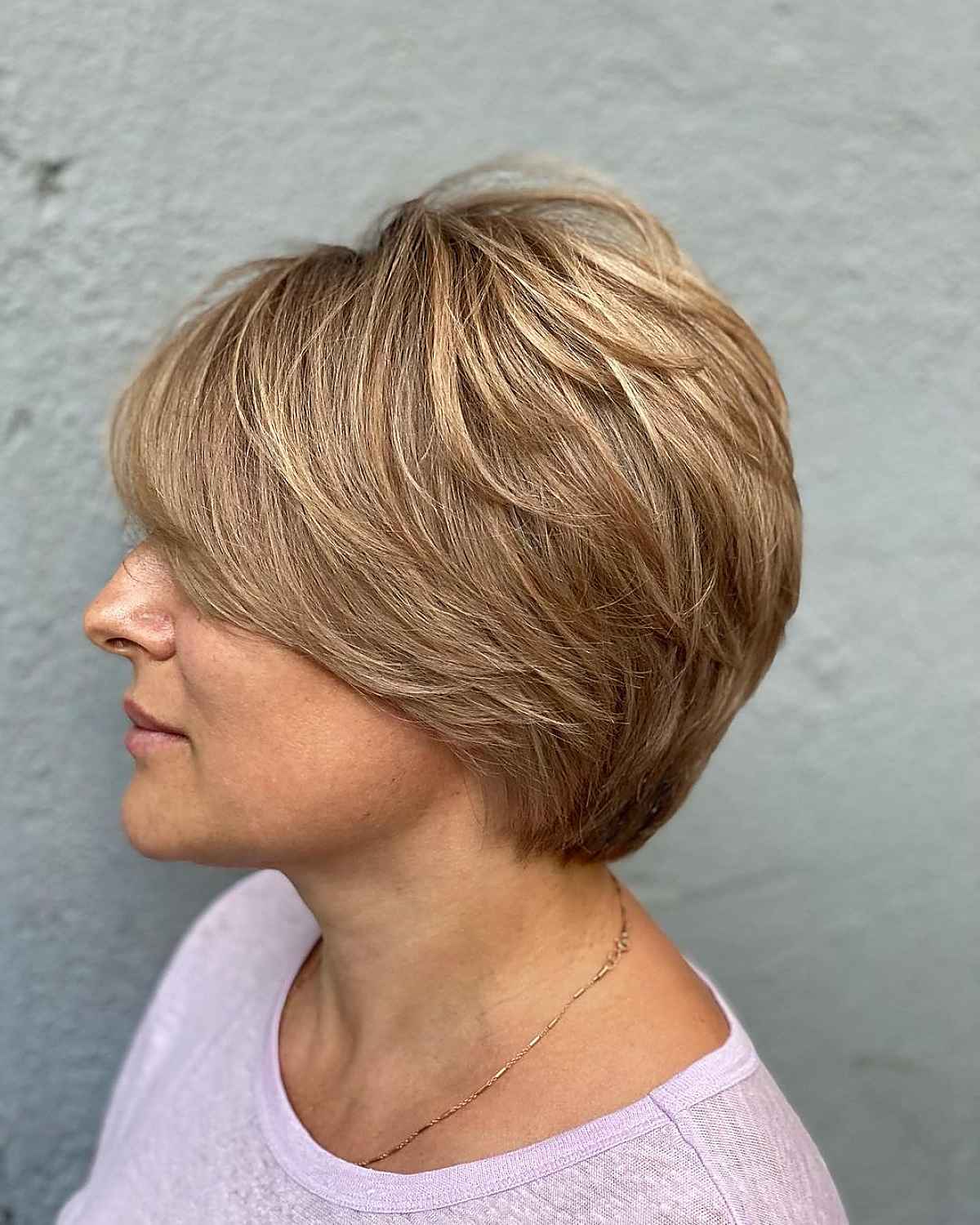 Short Multi-Layered Bob with Side Bangs