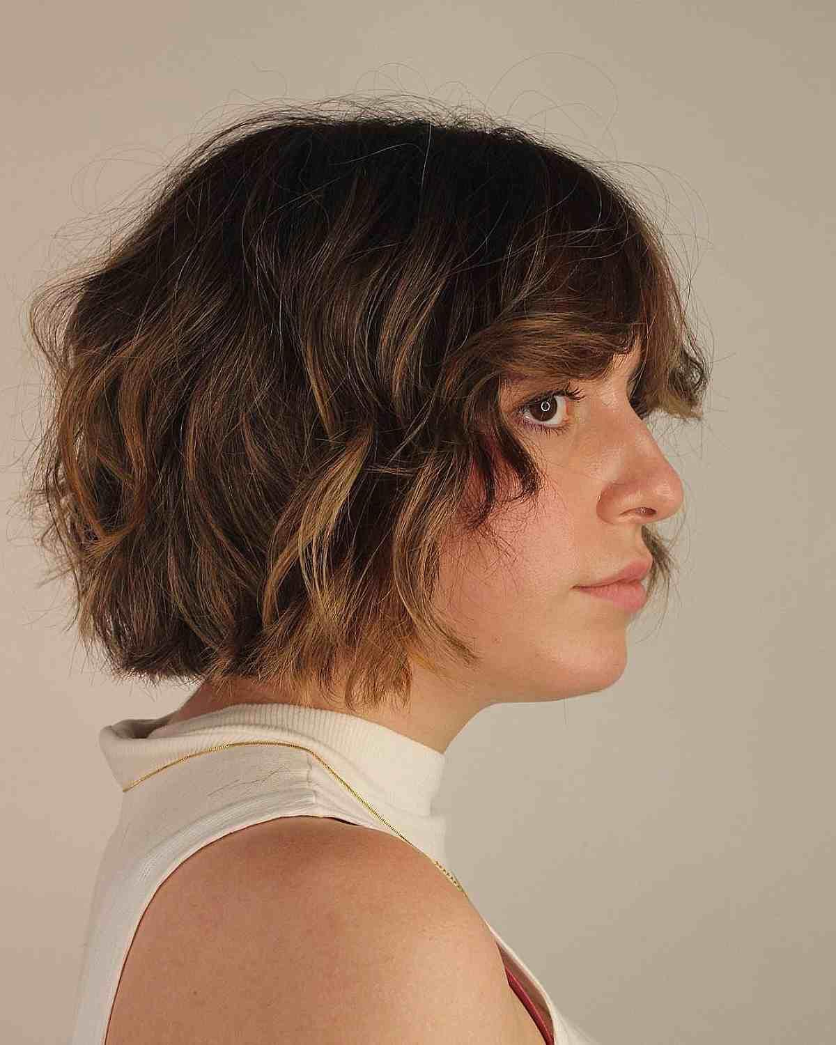 Short Wavy Bob Cut with Choppy Layers for Girls