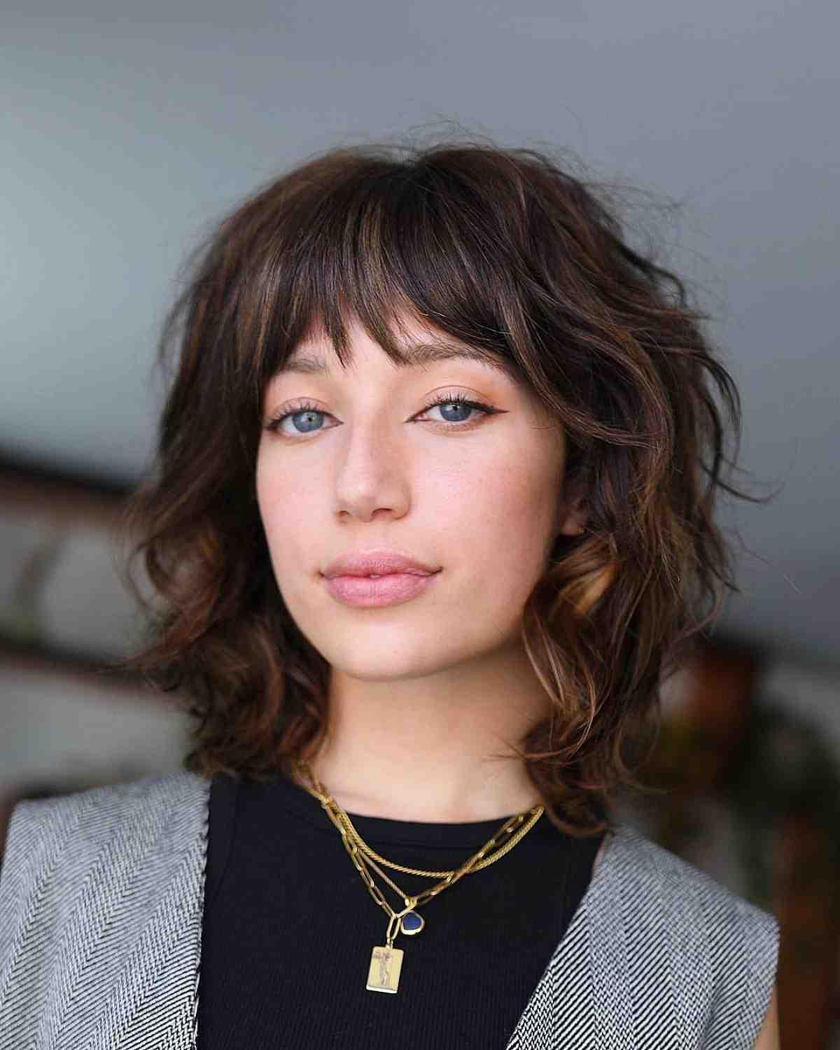 Short Wavy Shag with Choppy Fringe