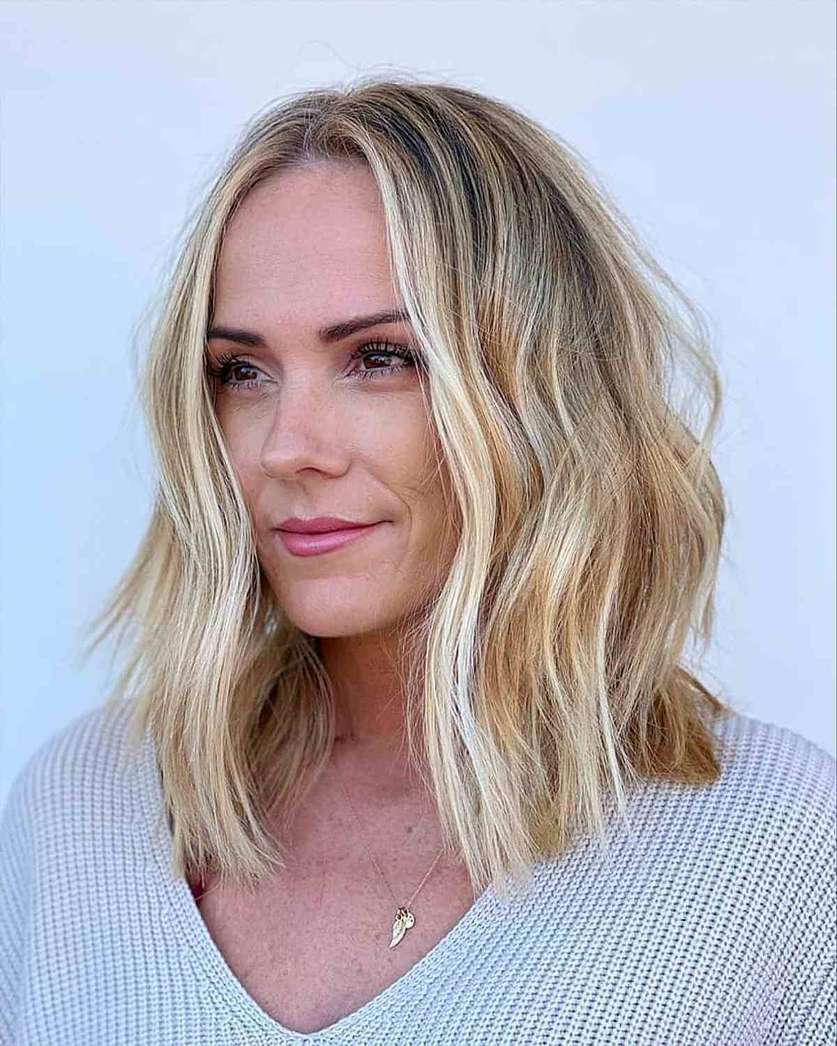 Shoulder-Length Bob for Thin Wavy Hair