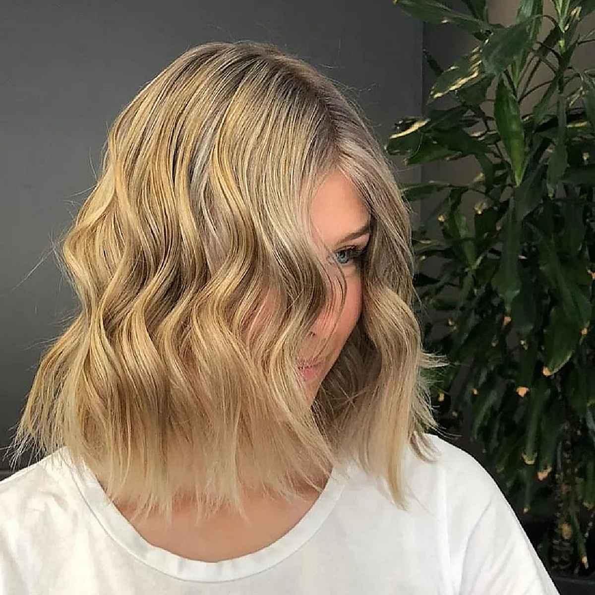 Shoulder-Length Sliced Bob with Sleek Waves