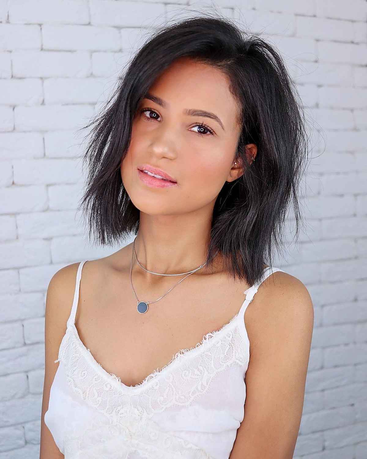 side-part on a blunt bob cut