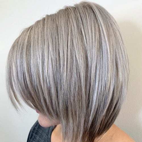 Silver Blonde Layered Bob