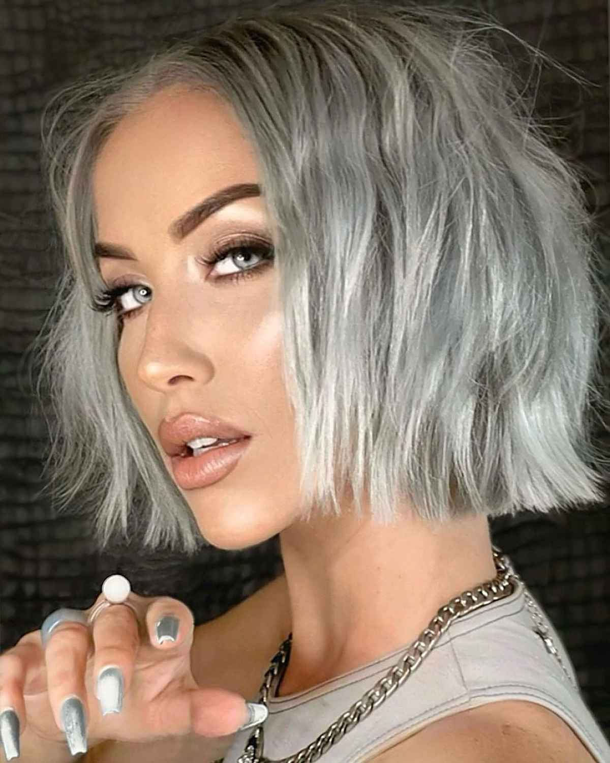 Silver-Gray Blunt Bob